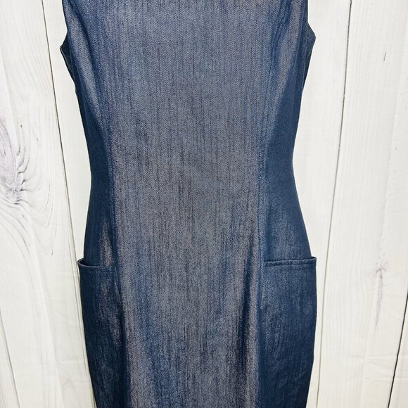 Jessica Simpson Womens Denim Shift Dress Sleeveless Sz 10 Grommet Detail - Picture 3 of 11